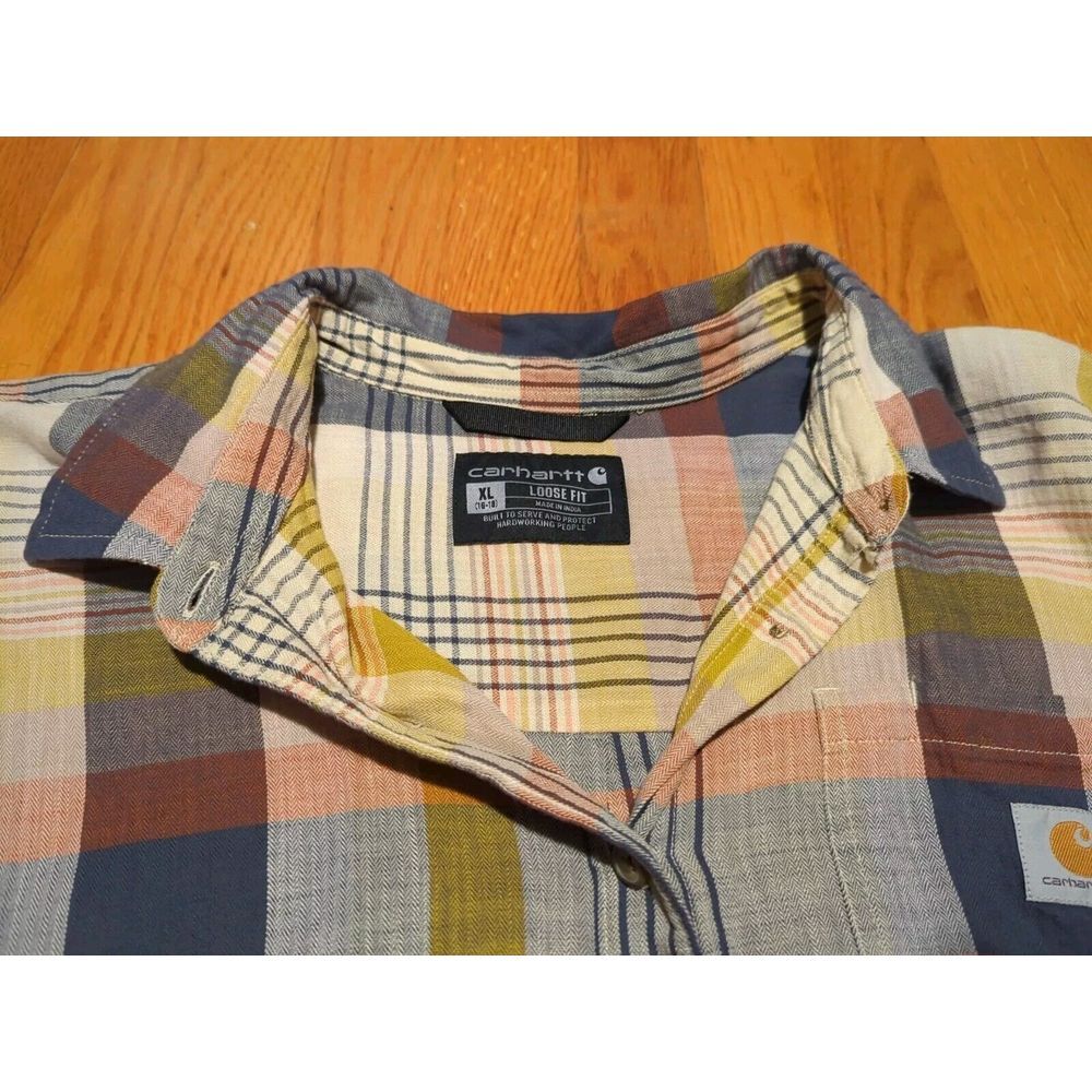 youth carhartt button short sleeve‎ plaid print short sleeve, xl, multi color - Picture 3 of 16